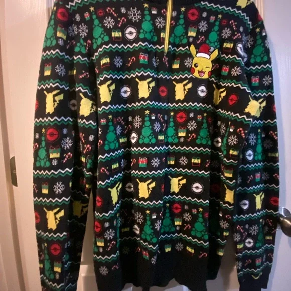Black Pikachu Holiday Sweater - Picture 7 of 9